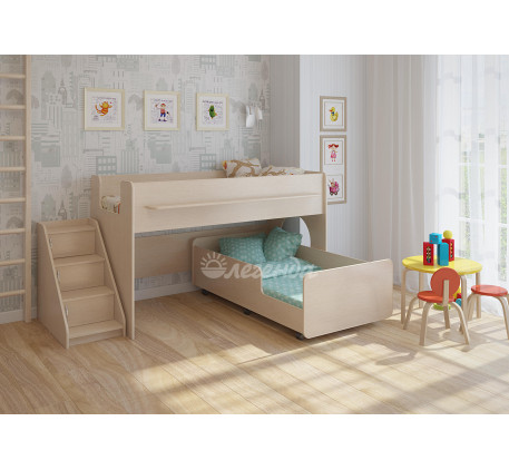 Двухъярусная кровать Легенда 23.4 с детской выдвижной кроватью